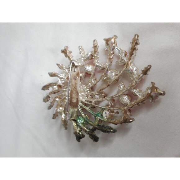 Silver and pink Spray Brooch Pin Jewelry fpr Parts/Repair - Picture 2 of 3
